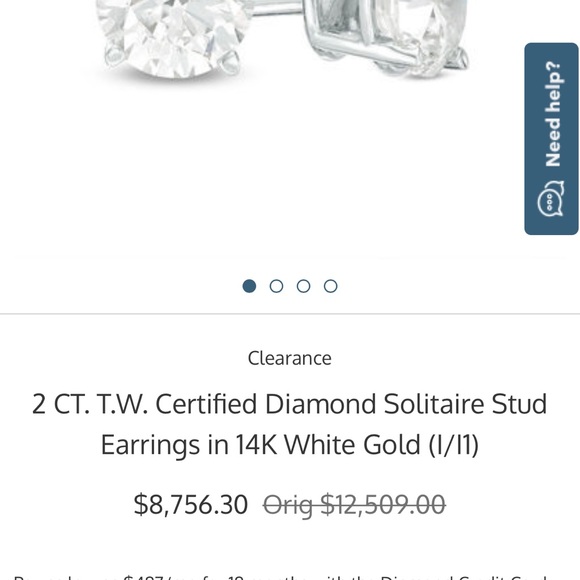 2ct diamond 14k white gold stud earrings - Picture 7 of 10